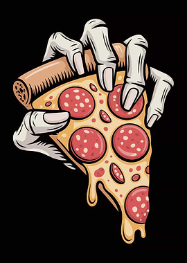 Zombie Hand Holding Pizza Slice