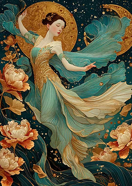 Elegant Woman in Flowing Dress