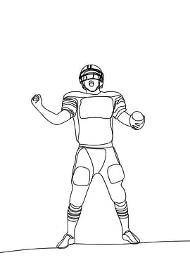 American Football Player Minimalist Line Art
