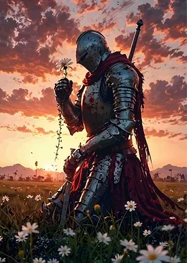 Knight with Flower in Field