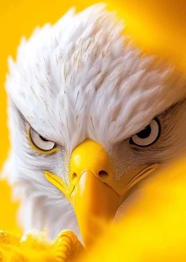 Eagle Portrait on Yellow Background
