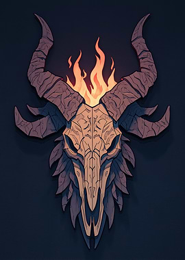 Stylized Skull with Flames