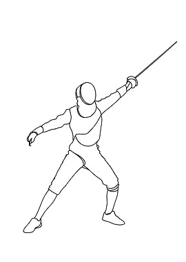 Fencer in Action Minimalist Line Art