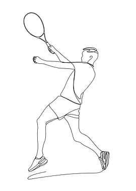 Tennis Player Minimalist Line Art