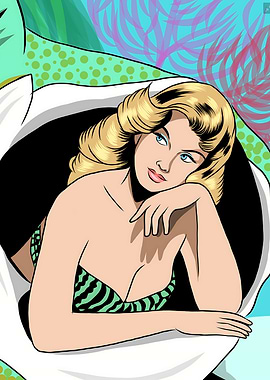 Pop Art Blonde mermaid