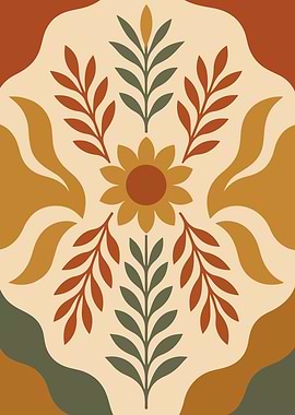 Earth Tone Floral Pattern – Warm Botanical Wall Art for Natural Modern Spaces