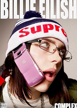 Billie Eilish with Pink Flip Phone