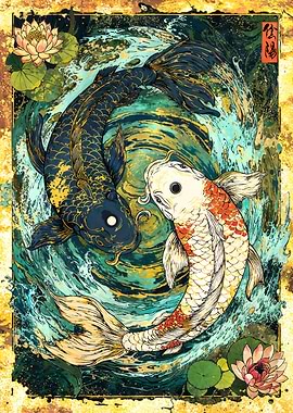 Koi Fish Yin Yang Harmony Art