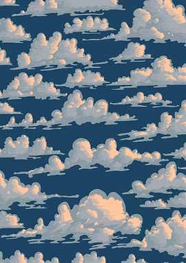 Cloudscape Pattern in Blue and White