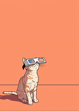 Cat with 3D glasses