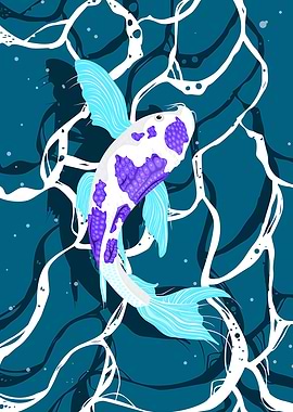 Koi Fish in Water Illustration