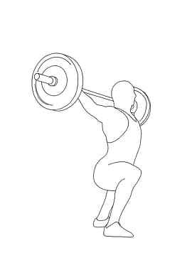 Weightlifter Squatting with Barbell Minimalist Line Art