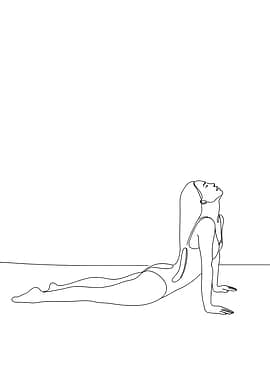 Woman in Cobra Pose Minimalist Line Art