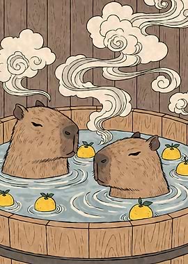 Capybaras in a Yuzu Bath