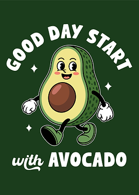 Cartoon Avocado Good Day Start