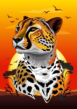 Cheetah Portrait at Sunset
