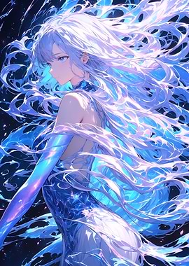 Ethereal Blue Flow (Anime Style)