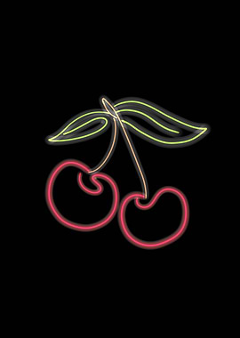 Neon Cherries - Symbol of Romantic Love and Affection