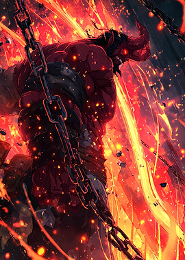 Fiery Oni with Chains