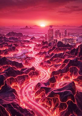 Futuristic Cityscape at Sunset