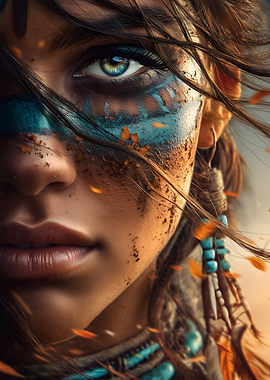 Native American Woman Portrait Close-Up