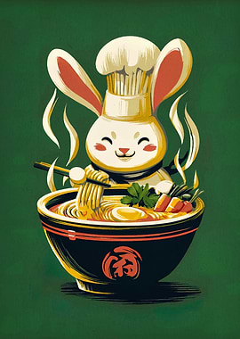 Rabbit Chef with Ramen Bowl