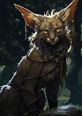 Fantasy Cat Portrait in Forest