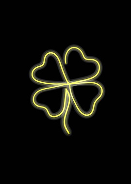 Neon Four-Leaf Clover for Good Luck