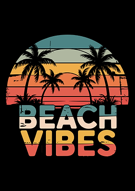 sunset retro vintage beach vibes summer vacation palm trees silhouettes