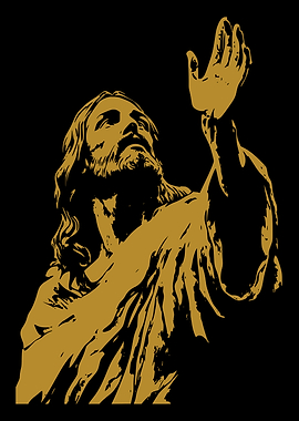 Jesus Christ golden silhouette on black