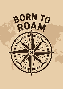 Born to Roam Compass Illustration