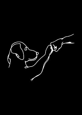 Dog and Human Fist Bump Outline