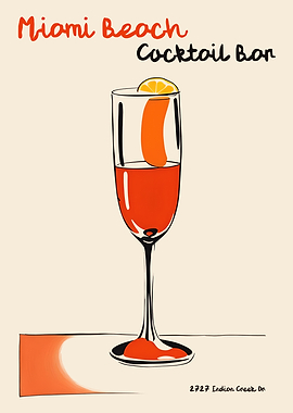 Miami Beach Cocktail Bar Illustration