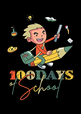 100 Days of School Student Cartoon