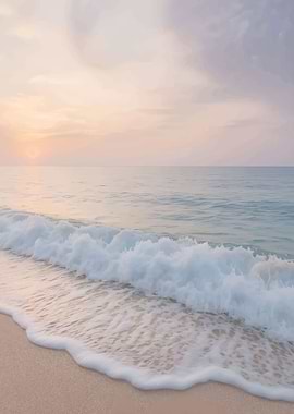 Pastel Beach Waves at Sunset