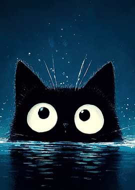 Black Cat in Water
