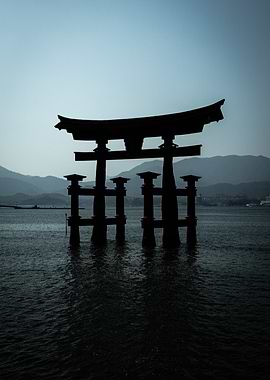 Itsukushima Torii Gate Silhouette