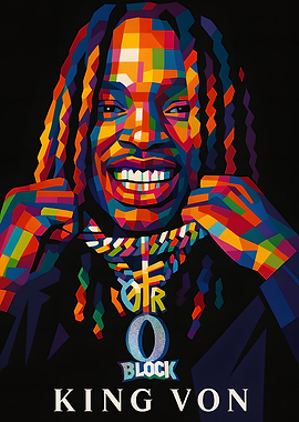 King Von Colorful Portrait
