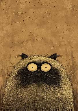 Cartoon Cat with Wide Eyes