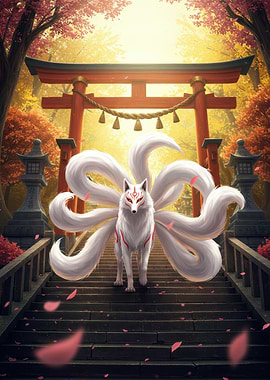 Nine-tailed Fox at Torii Gate