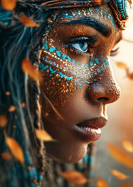 Woman with face paint and braids