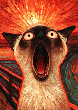 Screaming Siamese Cat Art