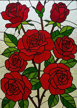 Stained Glass Red Roses