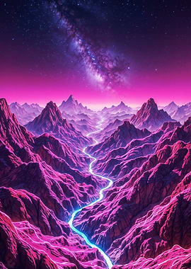 Neon Mountains and Milky Way