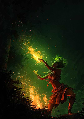 Jungle Witch with Fire Magic
