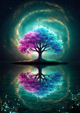 Colorful Tree Reflection in Water