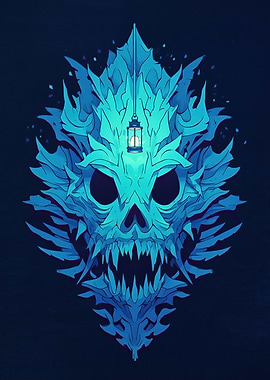 Icy Anglerfish Skull with Lantern