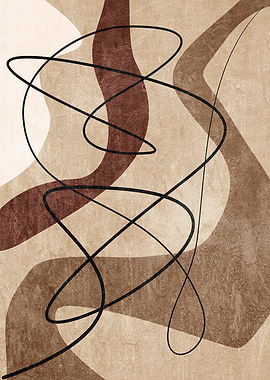 Abstract Brown and Beige Line Art