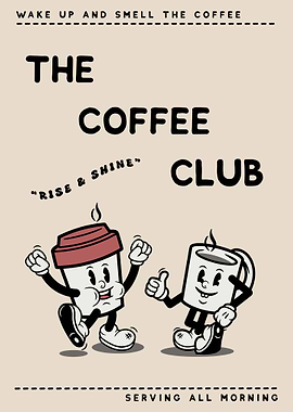 The Coffee Club Cartoon Poster