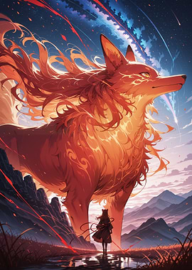 Fiery Fox Spirit and Girl